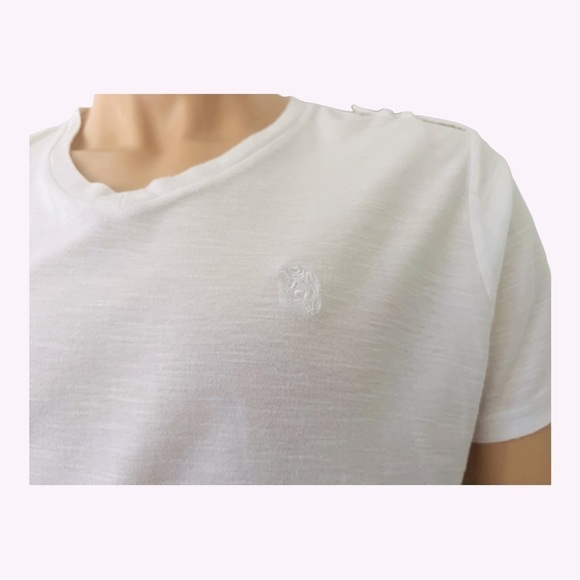 Lion Crest by English Laundry top/shirt Men L white V-neck short sleeves logo - Picture 7 of 12